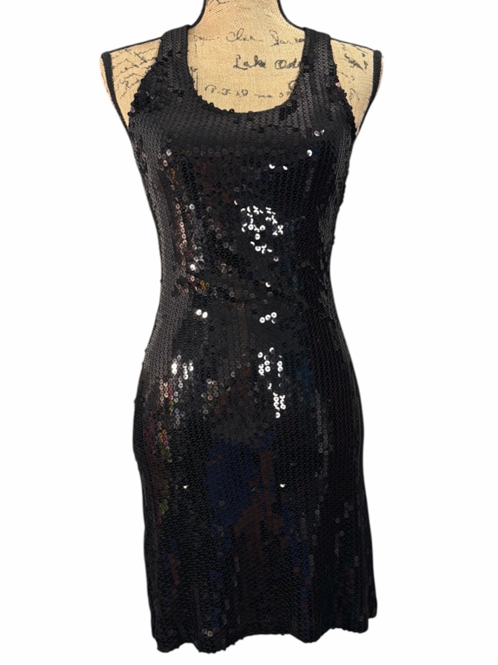 twentyone Black Sequin Racerback Dress. EC. Size small